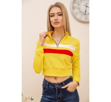 Укороченный женский свитшот, олимпийка на молнии, цвет Желтый, 119R494