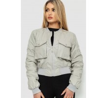 Куртка женская из экокожи короткая, цвет серый, 186R097