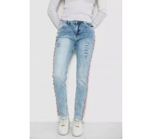 Джинсы женские с лампами, цвет голубой, 247R1547