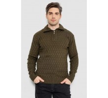 Свитер мужской однотонный, цвет хаки, 161R905