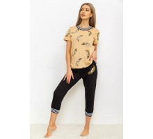 Домашний женский костюм, цвет бежево-черный, 219RF-524