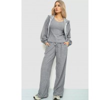 Спорт костюм женский махровый тройка, цвет серый, 102R5250