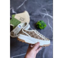 Кроссовки женские Gucci Original GG Canvas Sneakers кофейные