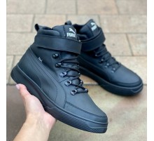 Зимові шкіряні черевики Puma натуральне хутро чорні