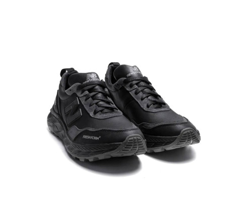 Демисезонные кожаные кроссовки New Balance цвет черный серый