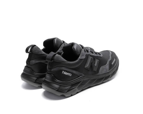 Демисезонные кожаные кроссовки New Balance цвет черный серый