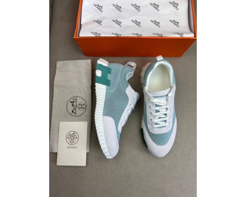 Кроссовки Hermes мужские зеленые с белым ob424-1 Кроссовки Hermes мужские зеленые с белым ob424-1