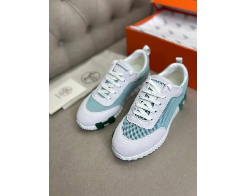 Кроссовки Hermes мужские зеленые с белым ob424-1 Кроссовки Hermes мужские зеленые с белым ob424-1