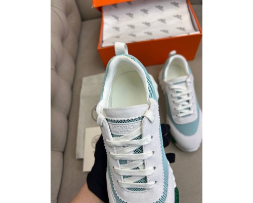 Кроссовки Hermes мужские зеленые с белым ob424-1 Кроссовки Hermes мужские зеленые с белым ob424-1