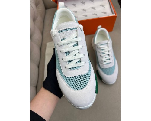 Кроссовки Hermes мужские зеленые с белым ob424-1 Кроссовки Hermes мужские зеленые с белым ob424-1