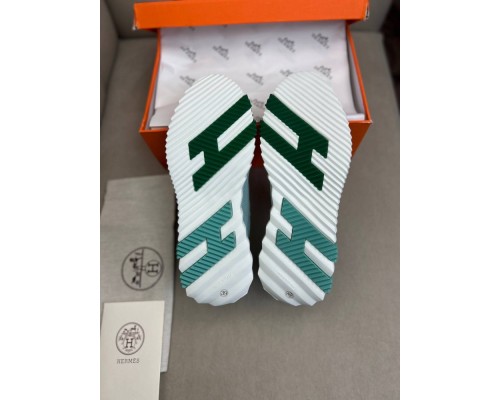 Кроссовки Hermes мужские зеленые с белым ob424-1 Кроссовки Hermes мужские зеленые с белым ob424-1
