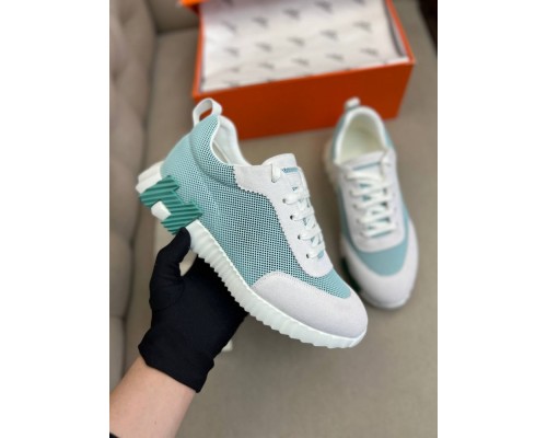 Кроссовки Hermes мужские зеленые с белым ob424-1 Кроссовки Hermes мужские зеленые с белым ob424-1