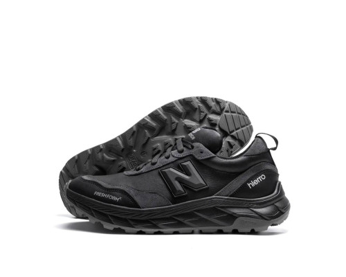 Демисезонные кожаные кроссовки New Balance цвет черный серый