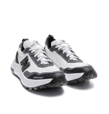 Демісезонні шкіряні кросівки New Balance колір білий/сірий/чорний