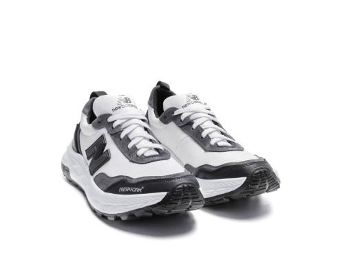 Демисезонные кожаные кроссовки New Balance цвет белый/серый/черный