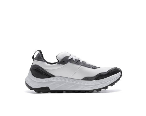 Демисезонные кожаные кроссовки New Balance цвет белый/серый/черный