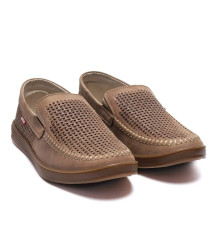 Літні шкіряні мокасини Levis перфорація колір бежевий