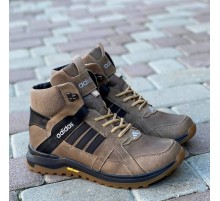 Зимние кожаные ботинки Adidas натуральный коричневый мех.