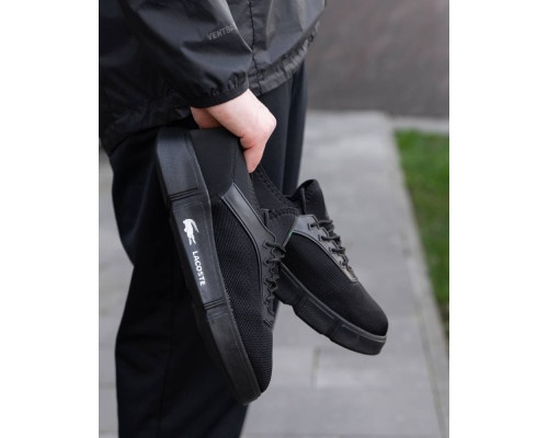 Кроссовки летние Lacoste сетка цвет: черный