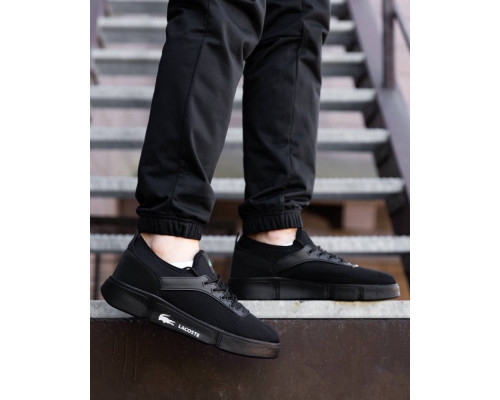 Кроссовки летние Lacoste сетка цвет: черный