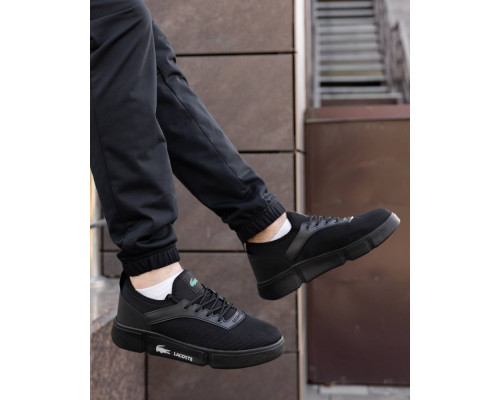 Кроссовки летние Lacoste сетка цвет: черный
