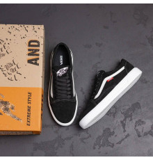 Демісезонні шкіряні (замш)  кеди Vans чорні