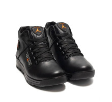 Зимние кожаные ботинки Jordan (черные)