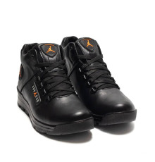 Зимние кожаные ботинки Jordan (черные)