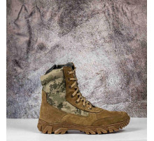Тактические берцы зимний мех со ступинатором и замочком койот/пиксель
