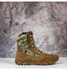 Тактические берцы зимний мех со ступинатором и замочком койот/пиксель