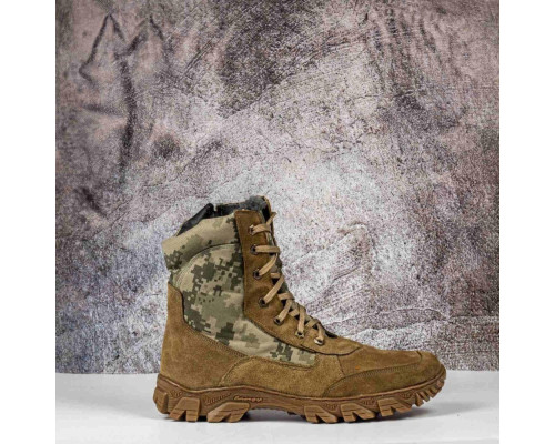 Тактические берцы зимний мех со ступинатором и замочком койот/пиксель