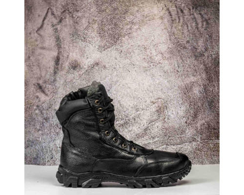 Тактичні берці зимові хутро з ступінатором та замочком чорні