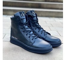 Зимние кожаные ботинки Calvin Klein черные