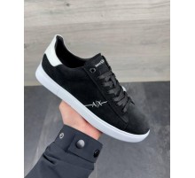 Демісезонні замшеві кеди Armani / Exchange колір: чорний білий
