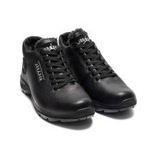 Зимние кожаные ботинки Jordan (черные.)