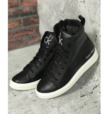 Ботинки зимние мех Calvin Klein черные