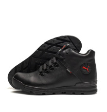 Зимові шкіряні черевики Puma чорні.