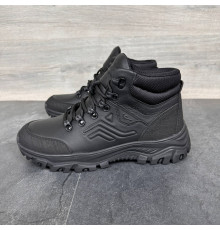 Черевики  зимові  шкіряні, хутро чорні