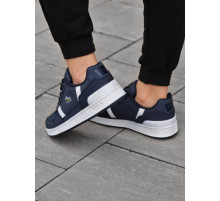 Демісезонні кросівки Lacoste натуральна шкіра + текстиль колір синій, білий