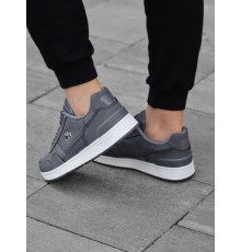 Демісезонні кросівки Lacoste натуральна шкіра + текстиль колір сірий, білий