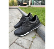 кроссовки демисезонные натуральная кожа премиум Clubshoes цвет черный/белый