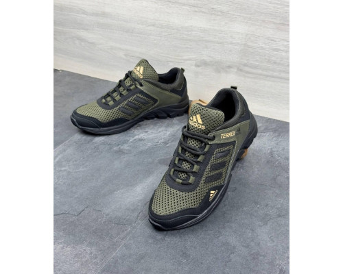 Летние кроссовки Adidas сетка цвет олива