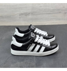 Демісезонні підліткові шкіряні кеди колір чорний, білий