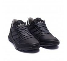 Демисезонные кожаные кроссовки Adidas цвет черный/серый
