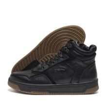 Зимові шкіряні черевики Lacoste чорні.