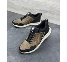 Демисезонные кожаные кроссовки Reebok цвет оливковый/черный