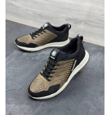 Демисезонные кожаные кроссовки Reebok цвет оливковый/черный