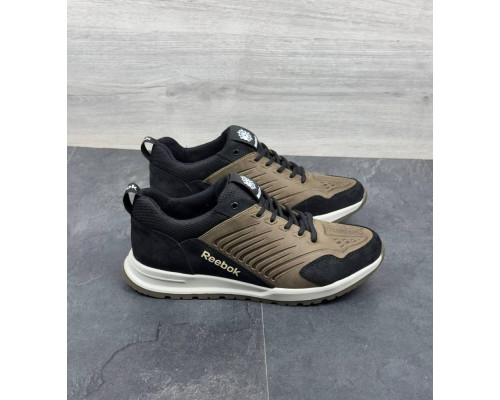 Демісезонні шкіряні кросівки Reebok колір оливковий/чорний