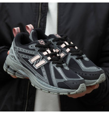 Кросівки літні сітка New Balance перфорація колір сірий/чорний