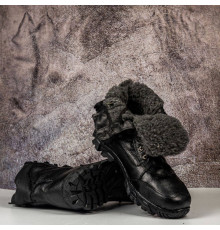 Тактичні берці зимові хутро  з ступінатором без замочка чорні